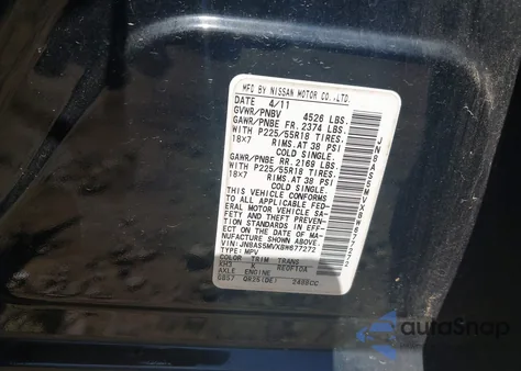 2011 Nissan Rogue Sv from USA, damaged, VIN JN8AS5MVXBW677272